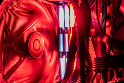 Vividly lit PC components showcasing modern technology and design.