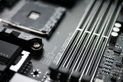 black and silver computer motherboard